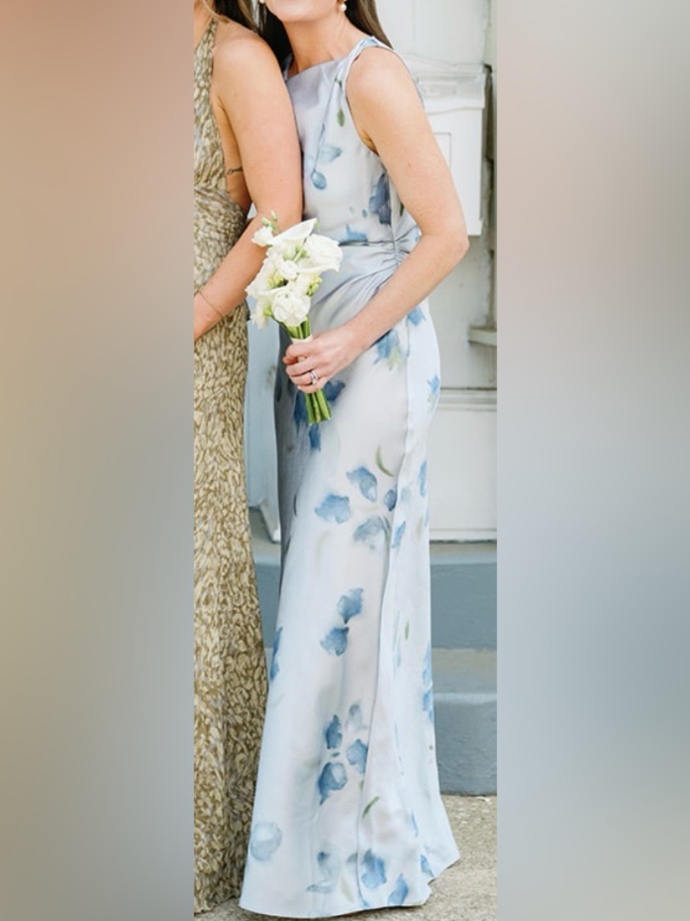 Vince Petal Blur Twist-Shoulder Bias-Cut Maxi Dress